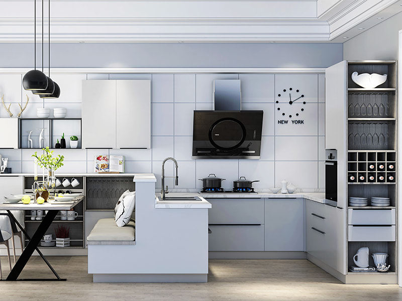 FX005 Quartz Stone Countertop Stainless steel kitchen cabinet Alberta